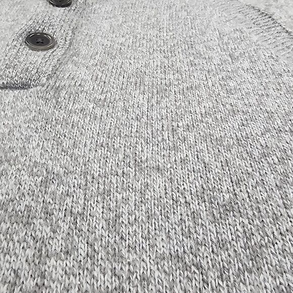 Banana Republic Sweater Mens Large Gray Merino Wool Henley Mock Neck Preppy - Picture 12 of 16